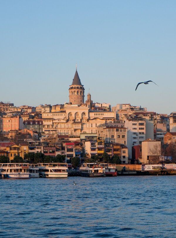 Beautiful sunset view over Istanbul highlighting the iconic Galata Tower.